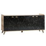 Μπουφες Μελαμινης HM9045.01 Natural Wood - Μαυρο Μαρμαρο 180x41x77,8y Εκ.
