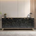 Μπουφες Μελαμινης HM9045.01 Natural Wood - Μαυρο Μαρμαρο 180x41x77,8y Εκ. - Image 7