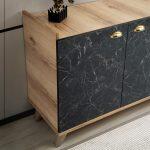 Μπουφες Μελαμινης HM9045.01 Natural Wood - Μαυρο Μαρμαρο 180x41x77,8y Εκ. - Image 8