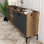 Μπουφες Μελαμινης Καρυδι Και Ανθρακι 180x35x78yεκ. HM9433.01 - Image 6