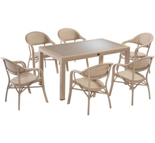 nirvana-trapezaria-90x150-28941-102856 Nirvana Tραπεζαρία σετ 7τμχ 90x150cm Cappuccino - Image 1
