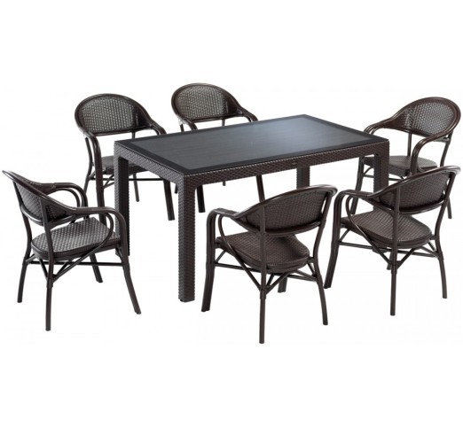 nirvana-trapezaria-90x150-28941-102858 Nirvana Tραπεζαρία σετ 7τμχ 90x150cm Καφέ - Image 1
