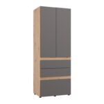 Ντουλαπα Arderin 2k3f h207 Artisan Oak-Γκρι Γραφιτης 79x52x208εκ