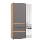 Ντουλαπα Arderin 3k3f1o h207 Artisan Oak-Γκρι Γραφιτης 117x52x208εκ
