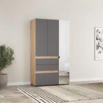 Ντουλαπα Arderin 3k3f1o h207 Artisan Oak-Γκρι Γραφιτης 117x52x208εκ - Image 2
