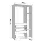 Ντουλαπα Arderin 3k3f1o h207 Artisan Oak-Γκρι Γραφιτης 117x52x208εκ - Image 5