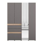 Ντουλαπα Arderin 4k3f1o h207 Artisan Oak-Γκρι Γραφιτης 155x52x208εκ - Image 2