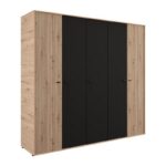 Ντουλαπα Avignon 5k h211 Artisan Oak-Μαυρο Χρωμα 228x55x211εκ