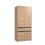 Ντουλαπα Corbett 2k1f h211 Artisan Oak/Μαυρο Ματ Χρωμα 93x55x211εκ