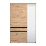 Ντουλαπα Corbett 3k1f1o h211 Artisan Oak/Μαυρο Ματ Χρωμα 138x55x211εκ - Image 3