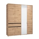 Ντουλαπα Corbett 4k1f1o h211 Artisan Oak/Μαυρο Ματ Χρωμα 183x55x211εκ
