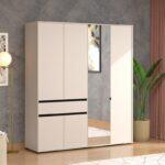 Ντουλαπα Corbett 4k1f1o h211 Cashmere/Μαυρο Ματ Χρωμα 183x55x211εκ - Image 2