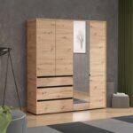 Ντουλαπα Corbett 4k3f1o h211 Artisan Oak/Μαυρο Ματ Χρωμα 183x55x211εκ - Image 2