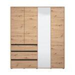 Ντουλαπα Corbett 4k3f1o h211 Artisan Oak/Μαυρο Ματ Χρωμα 183x55x211εκ - Image 3