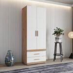 Ντουλαπα Dillon 2k2f h207 Artisan Oak-Λευκο 79x52x208εκ - Image 2