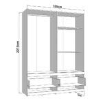 Ντουλαπα Dillon 4k2f1o h207 Artisan Oak-Λευκο 155x52x208εκ - Image 6