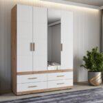 Ντουλαπα Dillon 4k4f1o h207 Artisan Oak-Λευκο 155x52x208εκ - Image 2