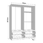 Ντουλαπα Dillon 4k4f1o h207 Artisan Oak-Λευκο 155x52x208εκ - Image 6