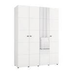 Ντουλαπα Με Καθρεφτη Salamis 4k1o h207 Λευκο Χρωμα 155x52x208εκ