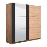 Ντουλαπα Sardinia 220 Og Artisan Oak / Μαυρο 217x62.5x210εκ