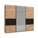 Ντουλαπα Sardinia 270 Og Με Καθρεφτη Artisan Oak / Μαυρο 262.5x65.5x224εκ