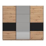 Ντουλαπα Sardinia 270 Og Με Καθρεφτη Artisan Oak / Μαυρο 262.5x65.5x224εκ - Image 3