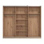 Ντουλαπα Sardinia 270 Og Με Καθρεφτη Artisan Oak / Μαυρο 262.5x65.5x224εκ - Image 4