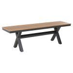 Παγκακι Αλουμινιου Tawnee HM6038.01 Ανθρακι Με Polywood Καθισμα Σε Φυσικο Χρωμα 150x36x45υεκ.