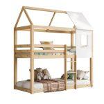 Παιδικη Κουκετα Σπιτακι Τ.montessori Hood HM705.01 Ξυλο Πευκου Σε Φυσικο-Στρωματα 190x90εκ