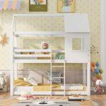 Παιδικη Κουκετα Σπιτακι Τ.montessori Hood HM705.03 Ξυλο Πευκου Σε Λευκο-Στρωματα 190x90εκ - Image 3