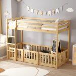 Παιδικη Κουκετα Τ.montessori Με Παρκακι Playkid HM703.01 Ξυλο Πευκου Φυσικο Για 190x90εκ - Image 9
