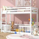 Παιδικη Κουκετα Τ.montessori Με Παρκακι Playkid HM703.03 Ξυλο Πευκου Λευκο Για 190x90εκ - Image 3