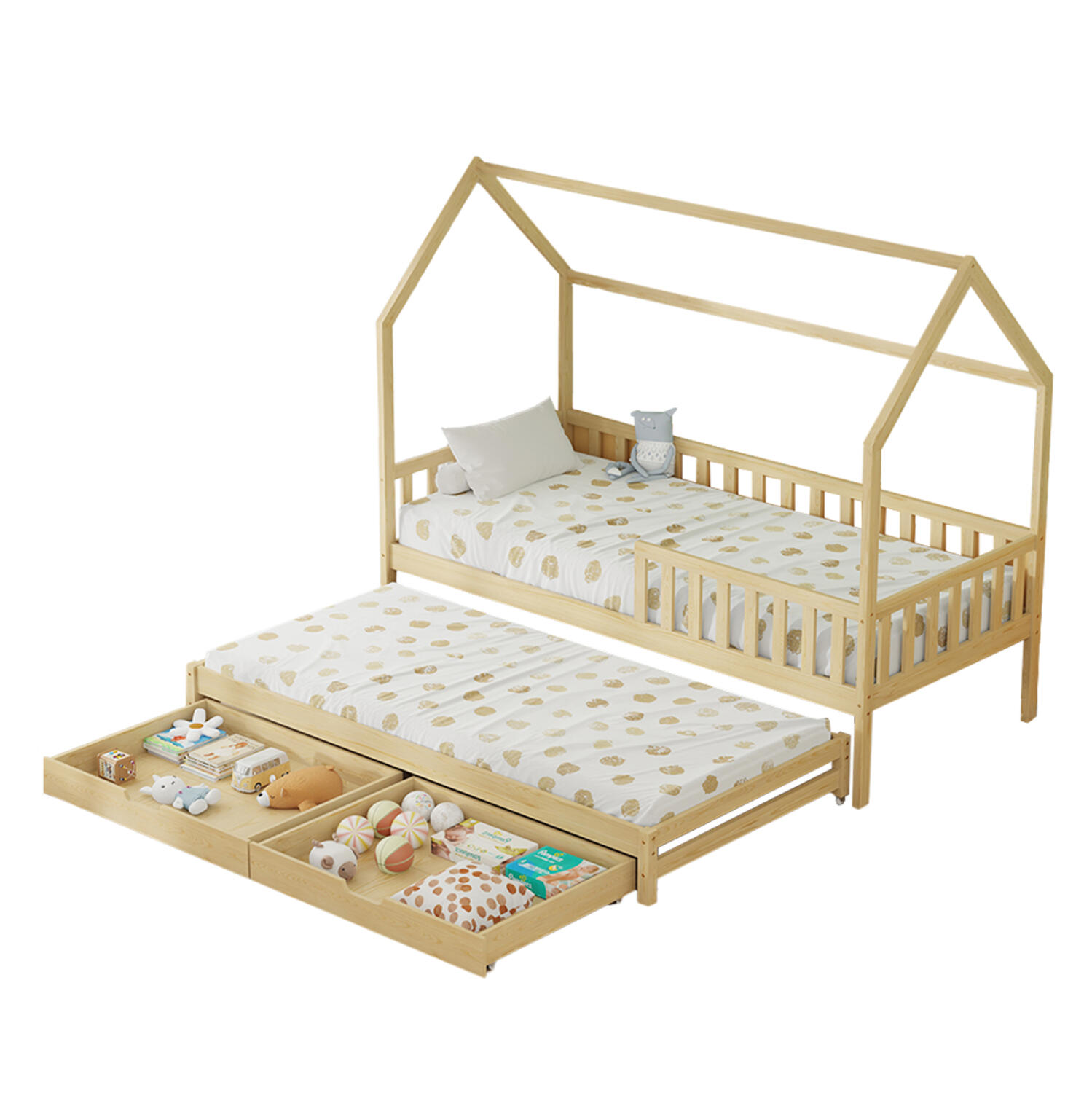 paidiko-krebati-3-se-1-fb972301-xylo-pey Παιδικο Κρεβατι 3 Σε 1 Phyllis HM723.01 Ξυλο Πευκου Φυσικο 206x97x166υεκ. - Image 1