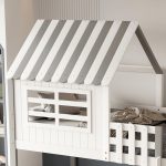 Παιδικο Κρεβατι Τ.montessori Με Πλαινα Ραφια Homi HM712 Ξυλο Πευκου Λευκο-Γκρι-Στρωμα 90x190εκ - Image 3