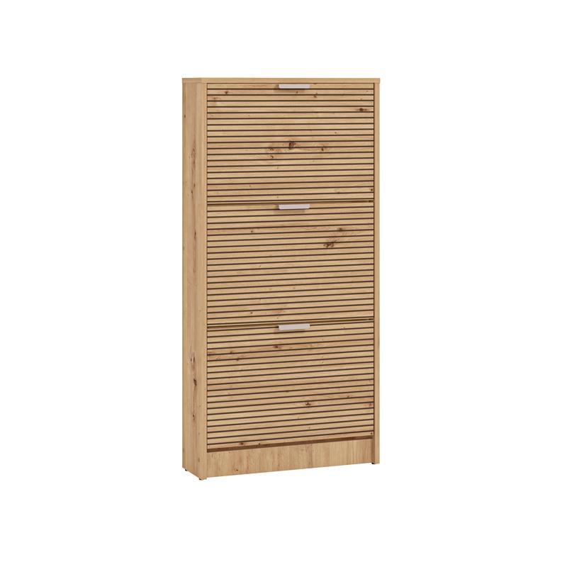 papoytsothiki-base-13-artisan-oak-artisan-oak-me-mayres-grammes-mayro-58x18x119ek1769756102 Παπουτσοθηκη Base 13 Artisan Oak-Artisan Oak Με Μαυρες Γραμμες-Μαυρο 58x18x119εκ - Image 1