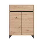 Παπουτσοθηκη Flannan 2k1f2v Artisan Oak/Μαυρο Matt Χρωμα 80x40x110εκ - Image 3