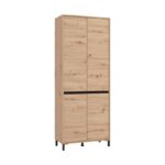 Παπουτσοθηκη Flannan 2k4v Artisan Oak/Μαυρο Matt Χρωμα 80x40x205εκ