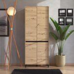 Παπουτσοθηκη Flannan 2k4v Artisan Oak/Μαυρο Matt Χρωμα 80x40x205εκ - Image 2