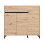Παπουτσοθηκη Flannan 3k1f3v Artisan Oak/Μαυρο Matt Χρωμα 120x40x110εκ - Image 3