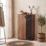 Παπουτσοθηκη Fylliana Valenor Tobacco Craft-Black Marble Χρωμα 69x34x120εκ - Image 2