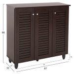 Παπουτσοθηκη-Ντουλαπα Prolly HM9609.01 Μελαμινη wenge-3πορτες-4ραφια 87x32x88υεκ. - Image 2