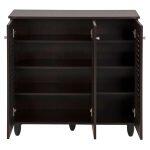 Παπουτσοθηκη-Ντουλαπα Prolly HM9609.01 Μελαμινη wenge-3πορτες-4ραφια 87x32x88υεκ. - Image 4