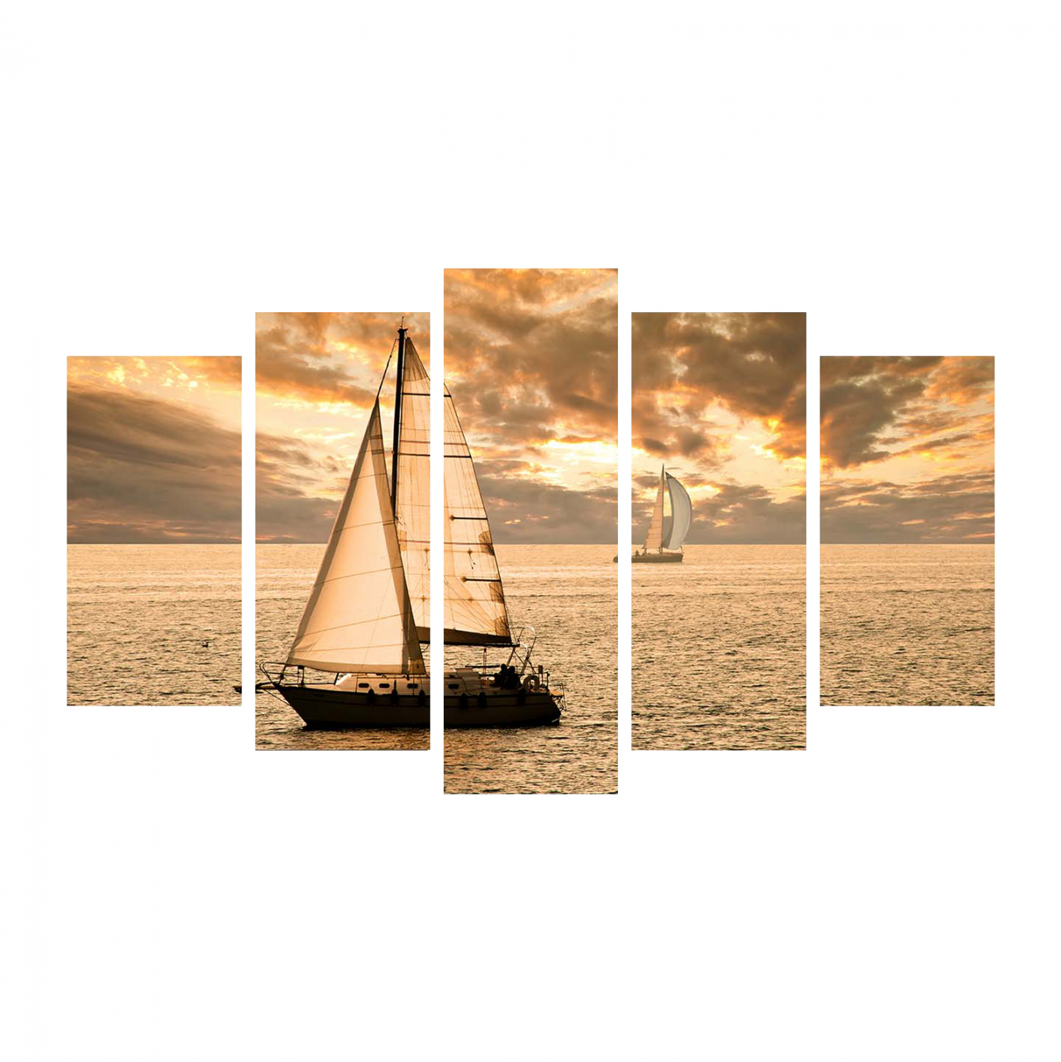 pinakas-pentaptycho-mdf-sunset-sailing-f Πινακας Πενταπτυχο MDF Sunset Sailing HM7206.01 100x0,3x60 Εκ. - Image 1