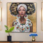 Πινακας Σε Καμβα Fylliana FL4961 Woman Face Καφε-Χρυσο-Λευκο 100x100xεκ - Image 2