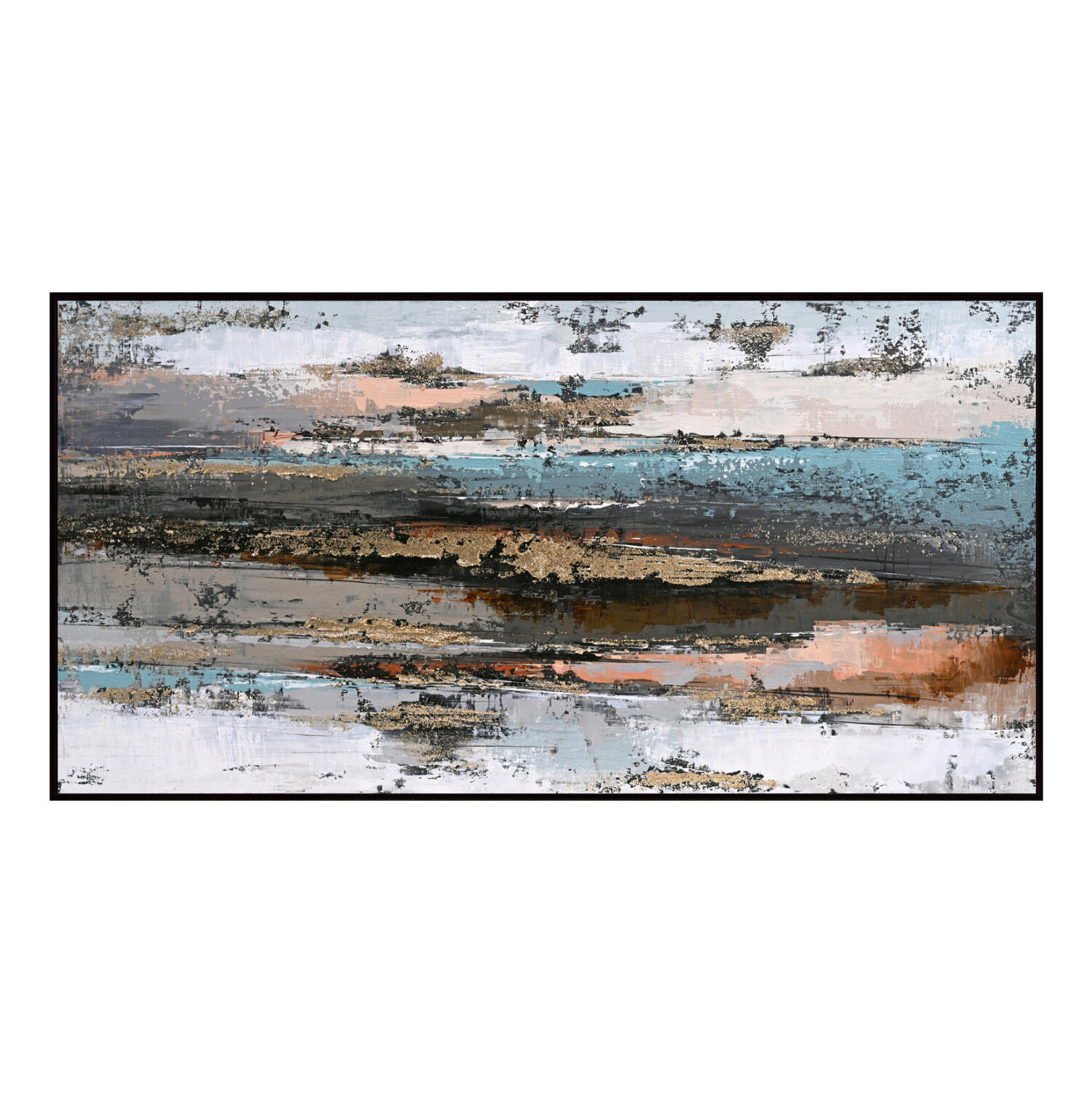 pinakas-toichoy-abstract-fb9457502-me-ko Πινακας Τοιχου Sediment HM4575.02 Με Κορνιζα Μαυρη-Καμβας 142x4.5x72υεκ - Image 1