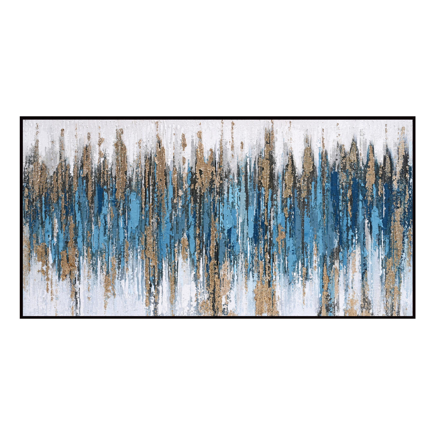 pinakas-toichoy-abstract-mple-fb9457402- Πινακας Τοιχου Sediment (Μπλε) HM4574.02 Με Κορνιζα Μαυρη-Καμβας 142x4.5x72υεκ - Image 1