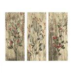 Πινακας Τριπτυχο MDF Red Flowers And Berries HM7204.01 60x50x0,3 Εκ.