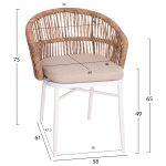 Πολυθρονα Αλουμινιου Orin HM6265.02 Λευκη-P.e.rattan Φυσικο-Μπεζ Μαξιλαρια 58x61x75υ - Image 2