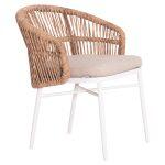 Πολυθρονα Αλουμινιου Orin HM6265.02 Λευκη-P.e.rattan Φυσικο-Μπεζ Μαξιλαρια 58x61x75υ