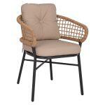 Πολυθρονα Αλουμινιου Dark Grey Επαγγελμ. Rattan Μαξιλαρι Μπεζ HM5863.01 60x56x84 Εκ.
